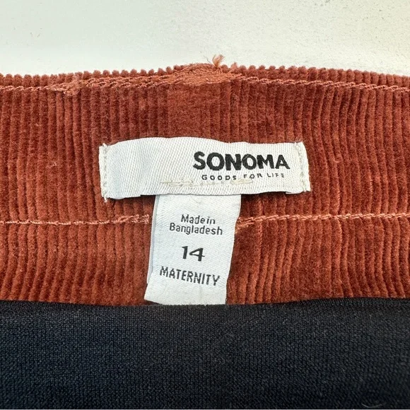 NWT Maternity Size 14 Brown Corduroy Ankle Pants with Belly Panel by Sonoma - Picture 5 of 11